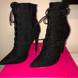 Black bootie heels